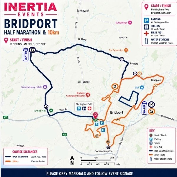 Somerset Half Marathon and 10km route map